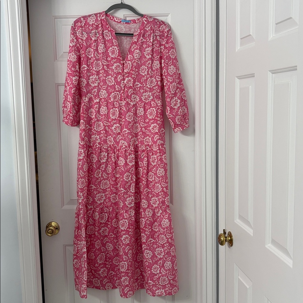 J. McLaughlin | Cunningham Linen Maxi Dress Pink Floral Print Size XS EUC